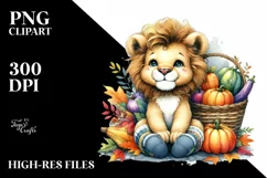 Quirky Baby Lion with Vegetables | Sublimation | Clipart Product Image 1