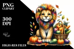 Quirky Baby Lion with Vegetables | Sublimation | Clipart Product Image 1