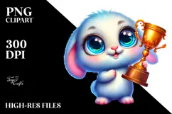 Goofy Baby Bunny with Tiny Trophy, PNG Product Image 2