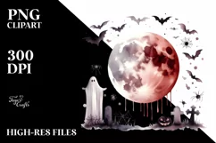 Simple Halloween Drawing Blood Moon | Sublimation | Clipart Product Image 3