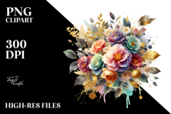 Colorful Camellia Splash Bouquet | Sublimation | Clipart. Product Image 2