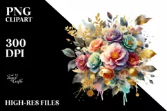 Colorful Camellia Splash Bouquet | Sublimation | Clipart. Product Image 3