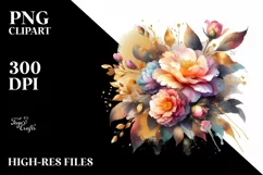 Colorful Camellia Splash Bouquet | Sublimation | Clipart. Product Image 1