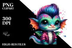 Cute Baby Dragon in Style PNG Product Image 2