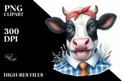 Enthusiastic Cow Houswife Bandana | Sublimation | Clipart. Product Image 1