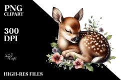 Digital Watercolor Baby Deer on Flower Product Image 2