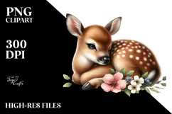 Digital Watercolor Baby Deer on Flower Product Image 2