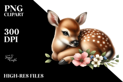 Digital Watercolor Baby Deer on Flower Product Image 2