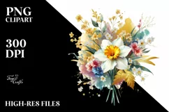 Vibrant Bouquet with Daffodil, Golden PNG Product Image 3