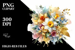Vibrant Bouquet with Daffodil, Golden PNG Product Image 3