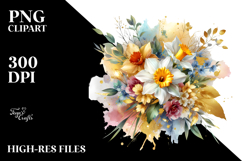 Vibrant Bouquet with Daffodil, Golden PNG Product Image 2