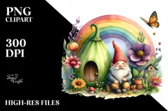 Colorful Gnome House Vegetable Illustration Rainbow Clipart Product Image 1