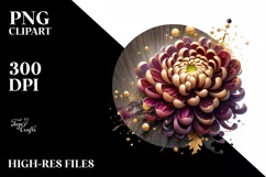 Glossy Chrysanthemum Watercolor | Sublimation Clipart Product Image 1