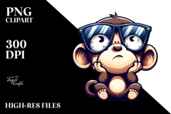 Cute Cartoon Monkey Sunglasses PNG Product Image 2