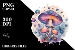 Mystical Mushroom,Watercolor Splash PNG Product Image 1
