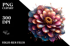 Glossy Zinnia, Round Watercolor Splash Product Image 2