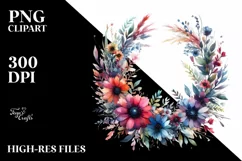 Vibrant Wild Flowers Wreath | Sublimation | Clipart. Product Image 3