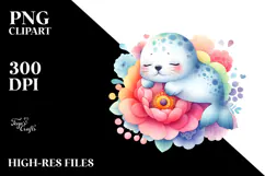 Colorful Cute Baby Seal | Sublimation | Clipart. Product Image 2