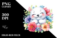 Cute Baby Seal Watercolor Clipart Product Image 1