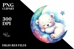 Colorful Cute Baby Polar Bear Moon | Clipart Product Image 3
