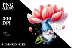 Watercolor Air Gnome with Tulip | Clipart Product Image 3