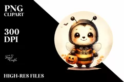 Cute Baby Bee Halloween Clipart PNG Product Image 3