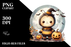 Cute Halloween Baby Bee PNG Product Image 2
