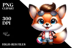 Cute Baby Fox at the Beach, PNG Product Image 2