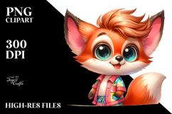 Cute Baby Fox at the Beach, PNG Product Image 2