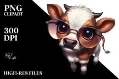 Silly Baby Calf with Sunglasses, Artistic PNG Product Image 2