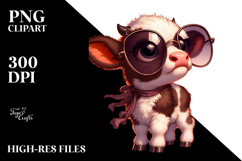 Silly Baby Calf with Sunglasses, Artistic PNG Product Image 2