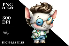 Baby Rhino Dressed for the Beach PNG Product Image 2
