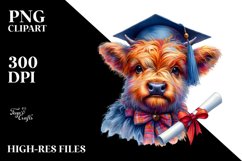 Colorful Baby Highland Cow with Diploma, Transparent PNG Product Image 3