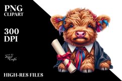Colorful Baby Cow with Diploma, PNG Product Image 3