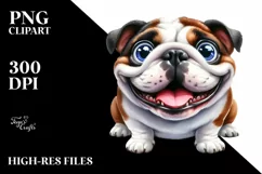 Crazy Bulldog Sitting Looking Up | Sublimation | Clipart Product Image 3