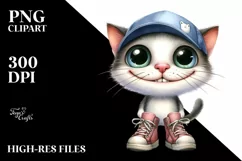 Expressive Cat Sports Shoes White Background | Clipart Product Image 1