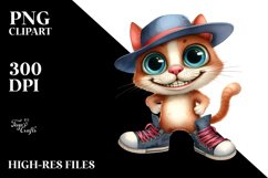 Expressive Cat Sports Shoes White Background | Clipart Product Image 1