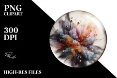 Abstract Cosmos Watercolor Splash PNG Product Image 2