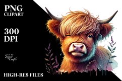 Highland Calf with Cool Haircut PNG Product Image 2