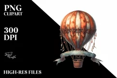 Vintage Rusted Hot Air Balloon | Clipart Product Image 3
