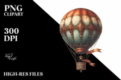 Vintage Rusted Hot Air Balloon | Clipart Product Image 3