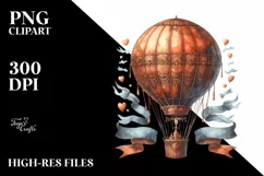 Vintage Rusted Hot Air Balloon | Clipart Product Image 1