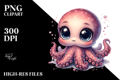 Digital Watercolor Cute Baby Octopus Product Image 2