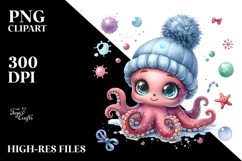 Digital Watercolor Cute Baby Octopus Product Image 2