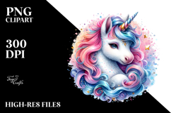 Vibrant Baby Unicorn Watercolor PNG Product Image 2