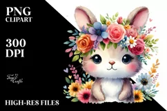 Cartoon-Style Watercolor Bunny, Transparent PNG Product Image 1