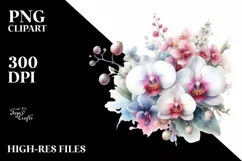 Washed Orchid Watercolor Sublimation Clipart Product Image 3