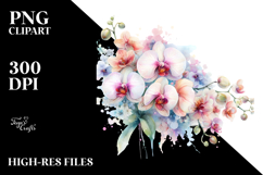 Washed Orchid Watercolor Sublimation Clipart Product Image 2