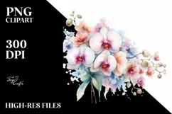Washed Orchid Watercolor Sublimation Clipart Product Image 3