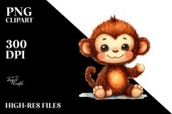 Vibrant Brownish Plush Monkey Clipart Product Image 3